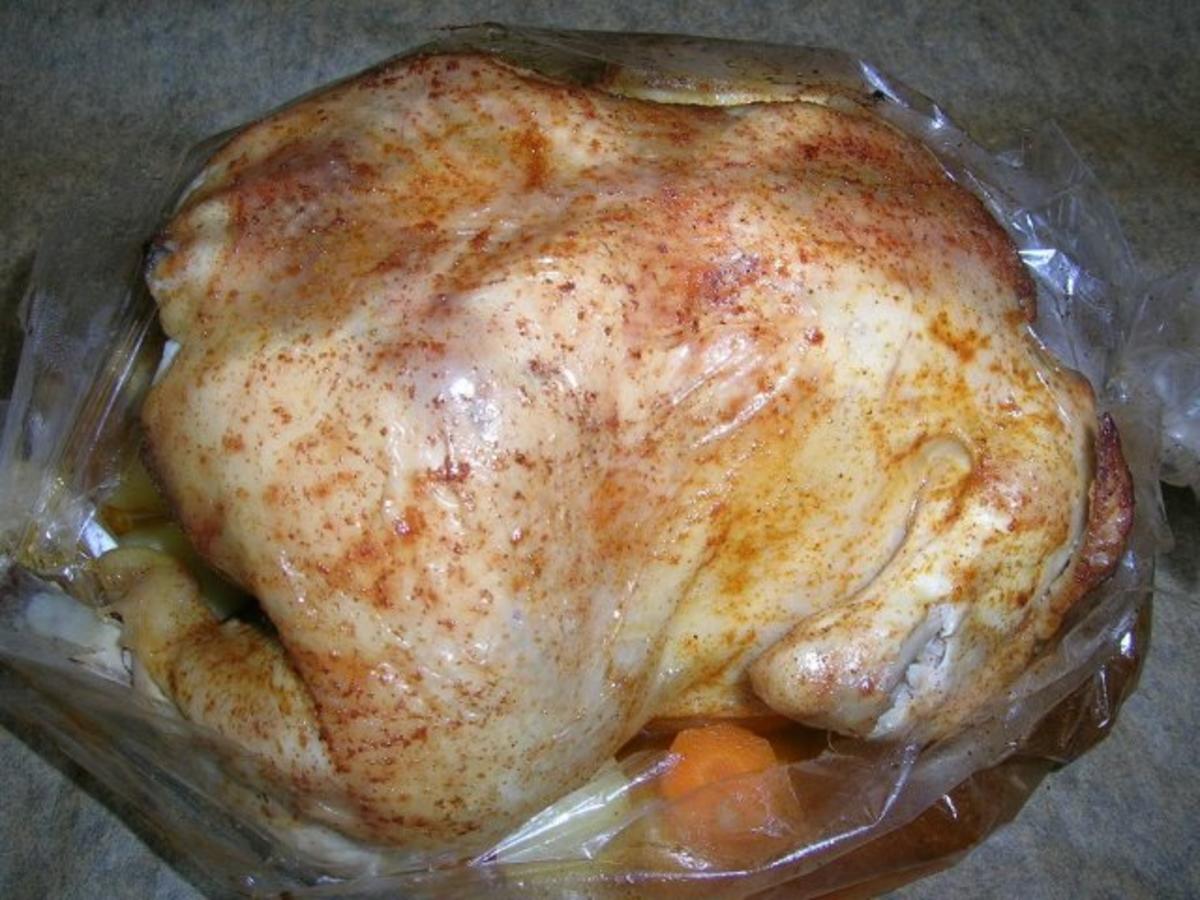 Hähnchen (knusprig)aus dem Bratschlauch mit viel leckerem Gemüse (lecker und kalorienarm) - Rezept - Bild Nr. 14