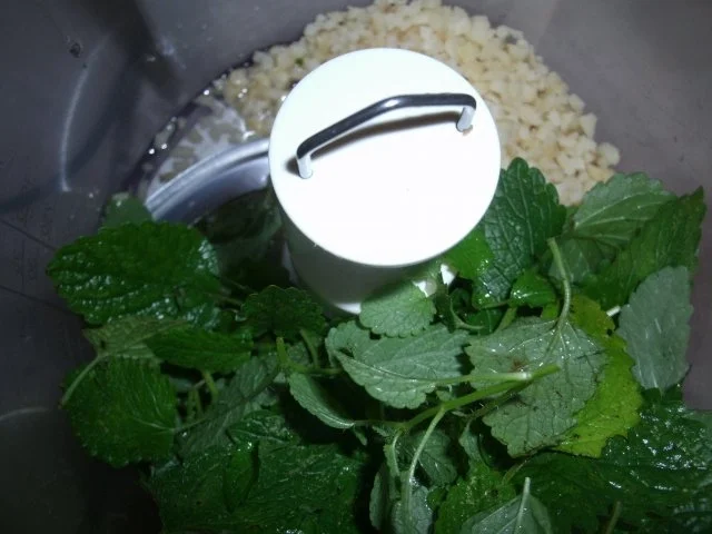 Rezept: Süßes Melissepesto mit Macadamianüssen und Blütensirup Bild Nr. 3 Süßes Melissepesto mit Macadamianüssen und Blütensirup - Rezept - Bild Nr. 3