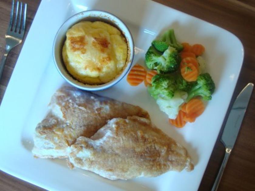Scholle natur mit Kartoffel Käse Soufflé - einfach - 228 kcal/100g