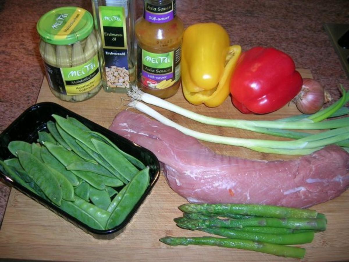 Schweinefilet süßsauer mit buntem Gemüse im Bratschlauch, kalorienarm und saulecker - Rezept - Bild Nr. 4