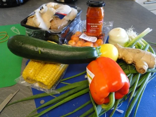 Edles Fleisch und Gemüse auf den heißen Stein /Für Bianca ohne Pilze