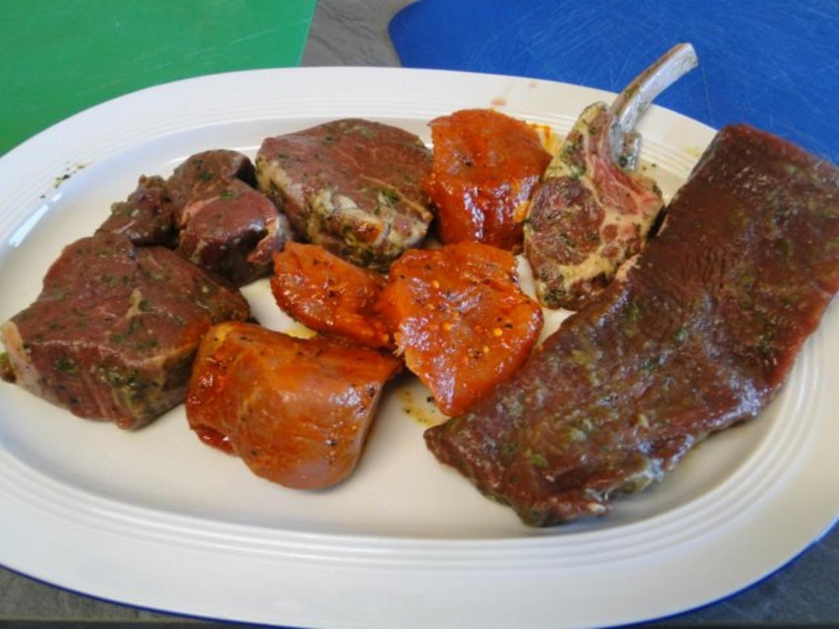 Edles Fleisch und Gemüse auf den heißen Stein /Für Bianca ohne Pilze!!!!) grins Rezept