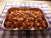 Rezept: Brotauflauf mit Tomaten und Schafskäse Brotauflauf mit Tomaten und Schafskäse - Rezept