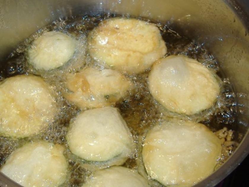 Hähnchenstreifen und Zucchini in Tempura mit Ananas-Chutney - einfach ...