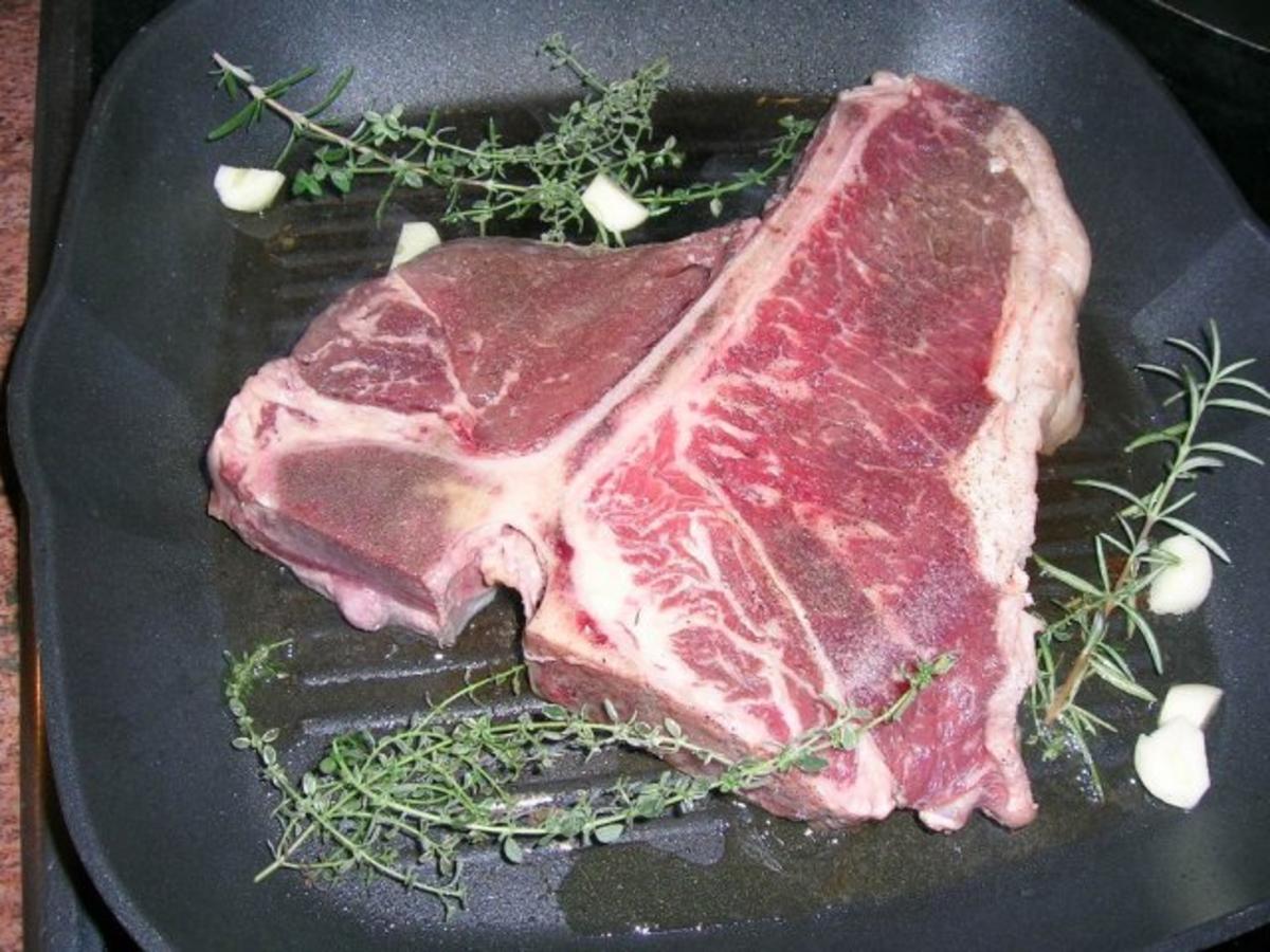 T-Bone Steak mit Folienkartoffel + Créme fraiche+Speckwürfel, Kräuterseitlinge - Rezept - Bild Nr. 5