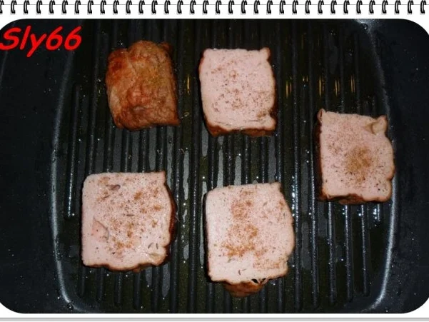 Leberkäse gebraten mit Champignonsoße und Reis - Rezept - Bild Nr. 3