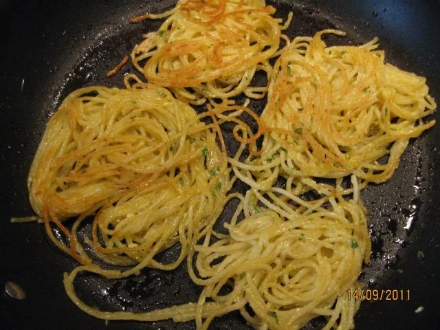 Rezept: Spaghetti - Kräuter - Puffer Spaghetti - Kräuter - Puffer - Rezept