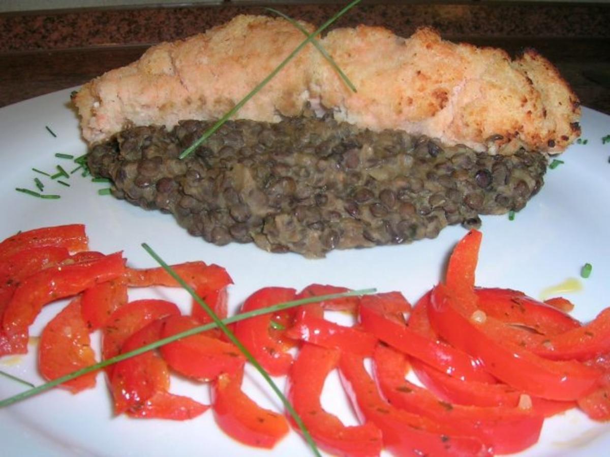 Bilder für Lachsfilet mit Meerrettichkruste auf grünen Linsen - Rezept