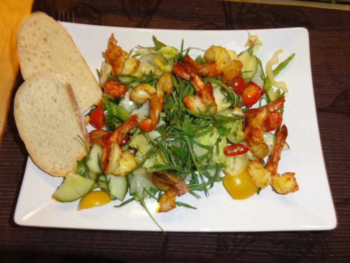 Salat mit Chili-King-Prawns - Rezept