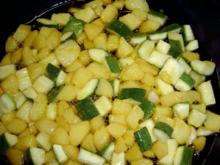 Fritierte Kartoffel- und Zucchiniwürfel - Rezept
