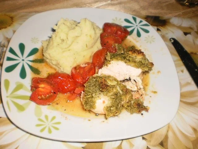 Rezept: Hähnchenfilet mit Pestokruste Hähnchenfilet mit Pestokruste - Rezept