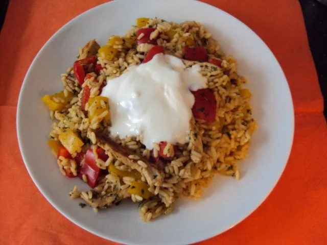 Rezept: Geschnetzeltes mit Paprika und Reis Geschnetzeltes mit Paprika und Reis - Rezept