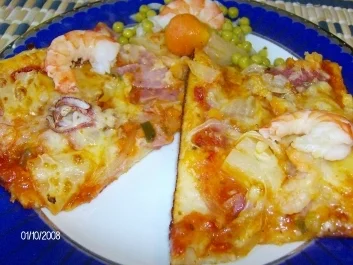 Rezept: Pizza 3-fach belegt Pizza 3-fach belegt - Rezept