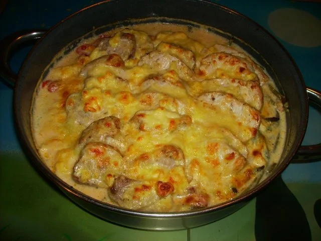 Rezept: Überbackenes Filet auf grünen Bohnen Überbackenes Filet auf grünen Bohnen - Rezept