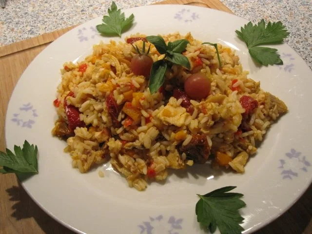 Rezept: Kürbis-Reis-Hähnchen-Pfanne Kürbis-Reis-Hähnchen-Pfanne - Rezept