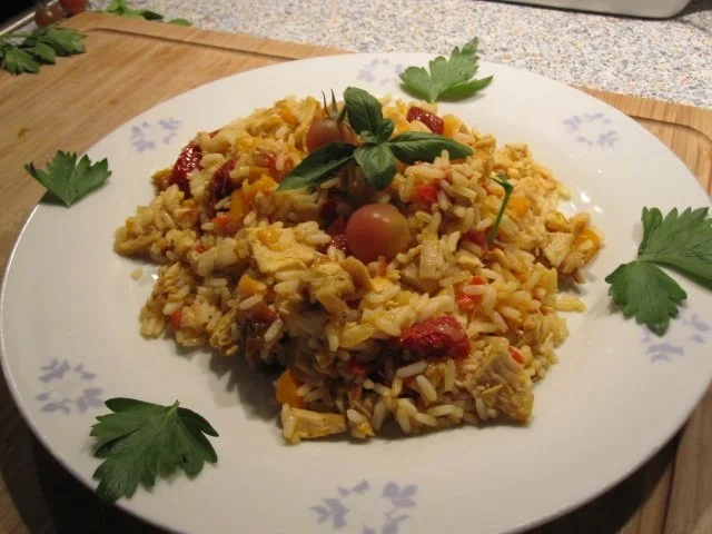 Rezept: Kürbis-Reis-Hähnchen-Pfanne Bild Nr. 2 Kürbis-Reis-Hähnchen-Pfanne - Rezept - Bild Nr. 2