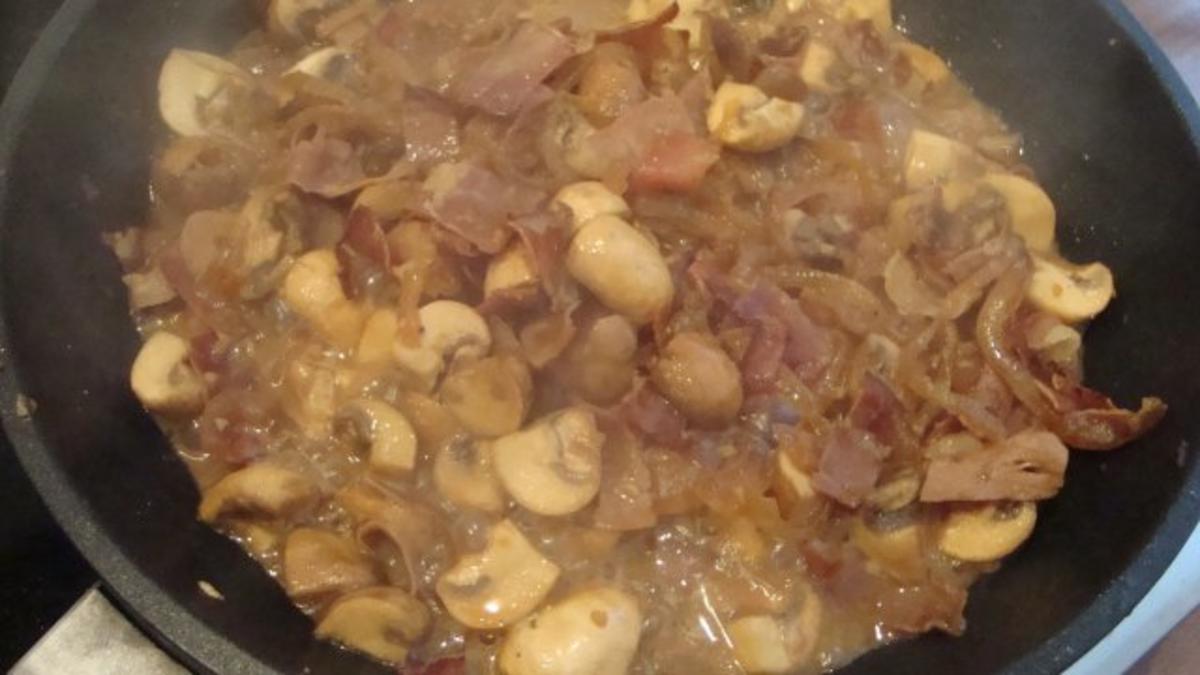 Bandnudeln mit Champignons und Speck - Rezept - Bild Nr. 4