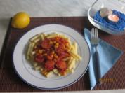 Rezept: Nudelsoße mit Cabanossi und Mais Nudelsoße mit Cabanossi und Mais - Rezept