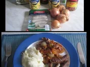 Olli´s Kartoffelpü mit Bratwurst dazu eine Zwiebel Pilz BBQ Soße - Rezept