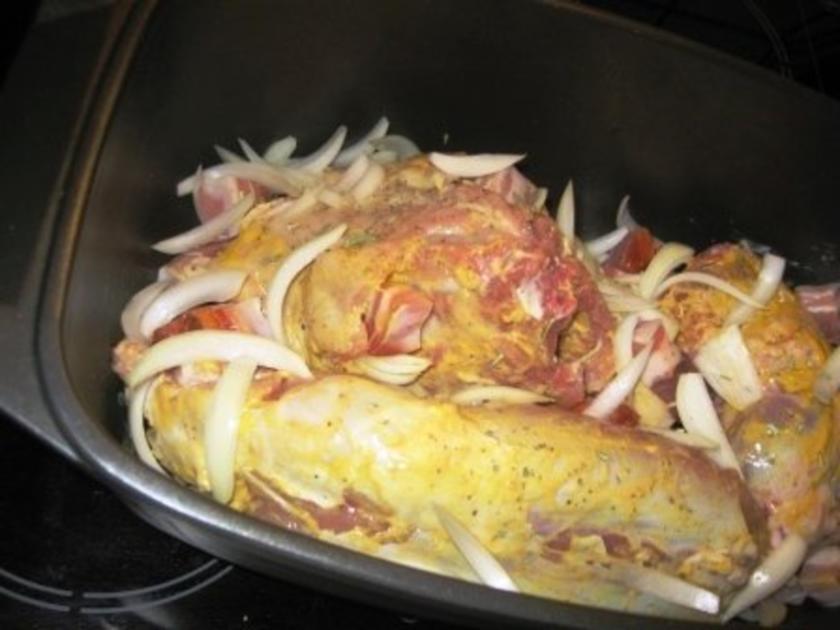 Kaninchen mit Speck und Zwiebeln - Rezept mit Bild - kochbar.de