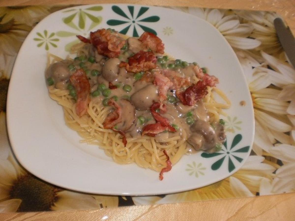 Spaghetti mit Pilz-Rahm - Rezept