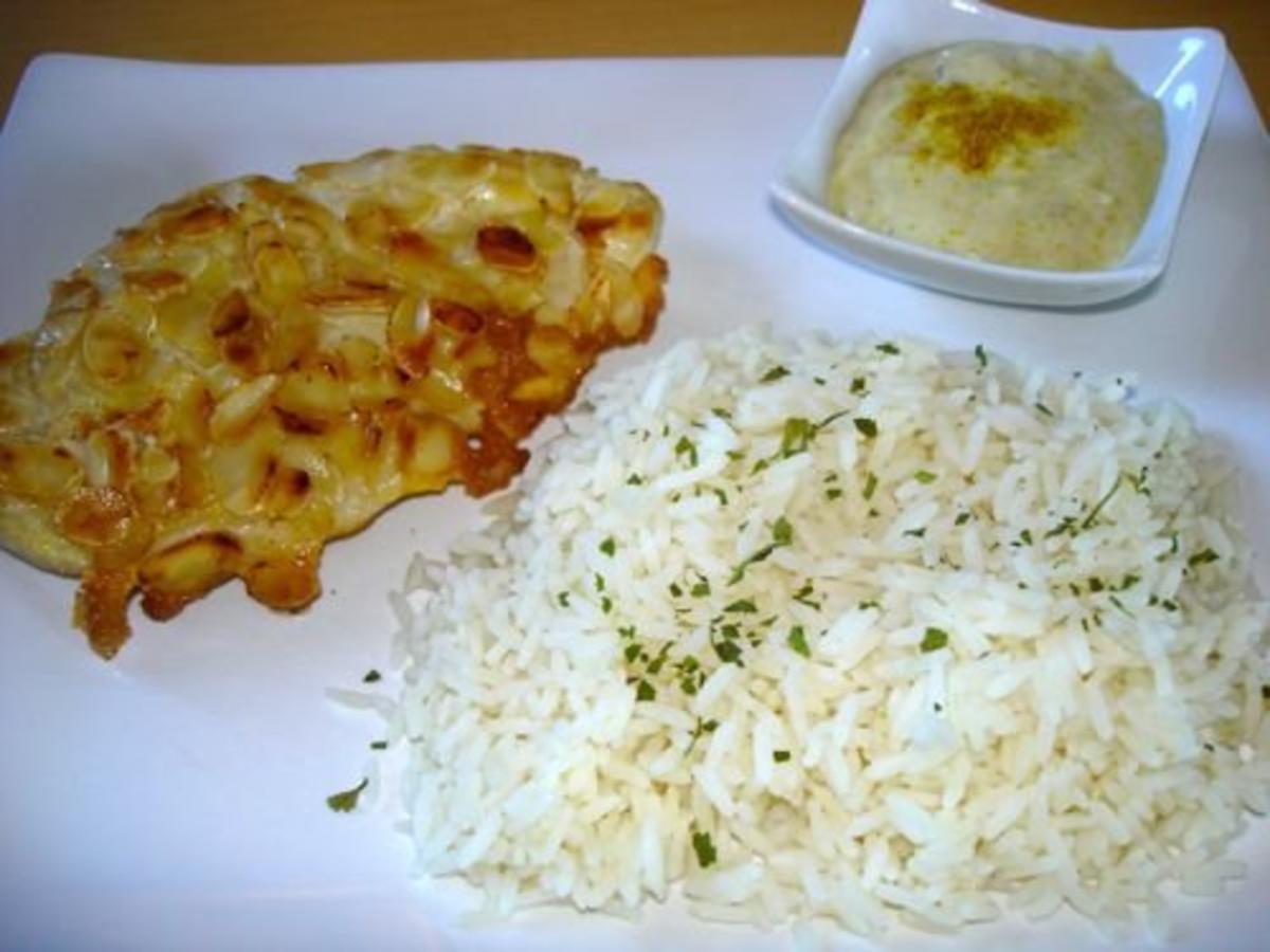Mandelschnitzel mit Bananen Curry Soße - einfach - 193 kcal/100g