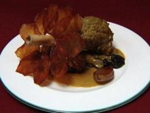 Glasierte Lammhaxe mit Kartoffelkragen auf Masalasasoße und Gemüseconfit (Anja Kruse) - Rezept