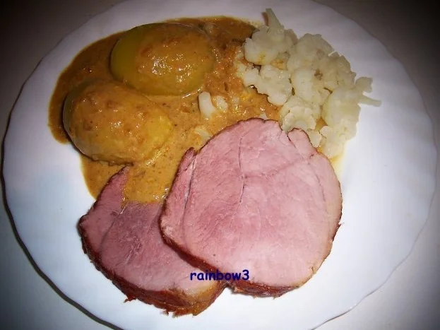 Rezept: Kochen: Kasseler-Schinken-Rollbraten mit einer scharfen Sahnesauce ... aus dem Backofen Kochen: Kasseler-Schinken-Rollbraten mit einer scharfen Sahnesauce ... aus dem Backofen - Rezept