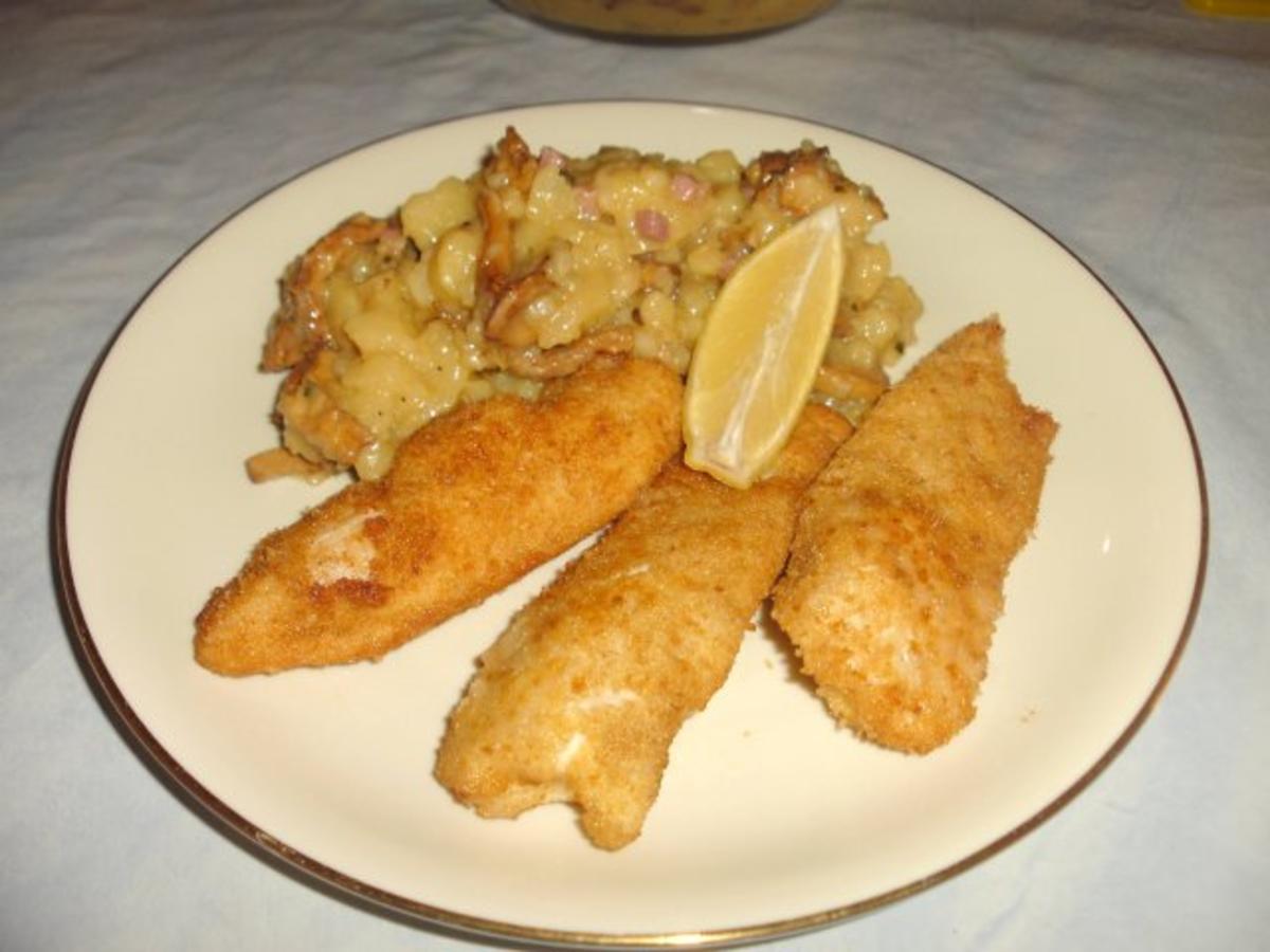 Kartoffel-Pfifferlingssalat mit Backhähnchen - Rezept