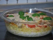 Tomaten-Nudel-Auflauf mit Basilikum-Rahm und Mozarella - Rezept