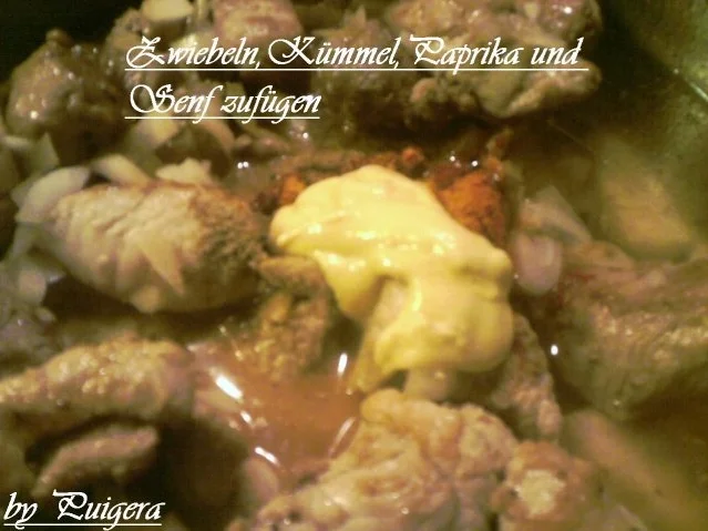 Senfgurke versteckt in Schinkengulasch - Rezept - Bild Nr. 4