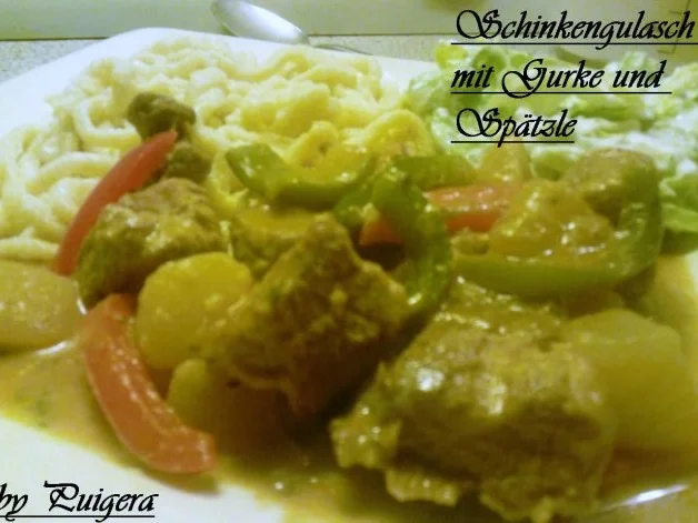 Senfgurke versteckt in Schinkengulasch - Rezept - Bild Nr. 7