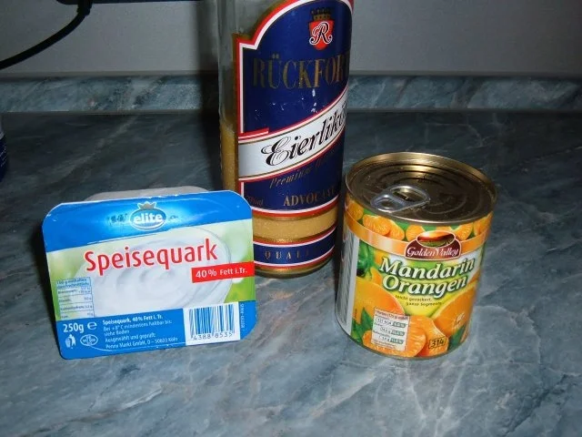 Dessert :  Sahnepudding mit Eierlikör - Mandarinen - Quarksoße - Rezept - Bild Nr. 5