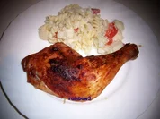 Kochen: Hähnchenschenkel und warmer Nudelsalat - Rezept