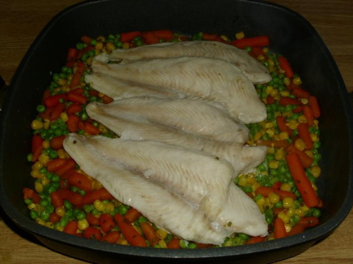 Gemüse-Fisch Pfanne - Rezept