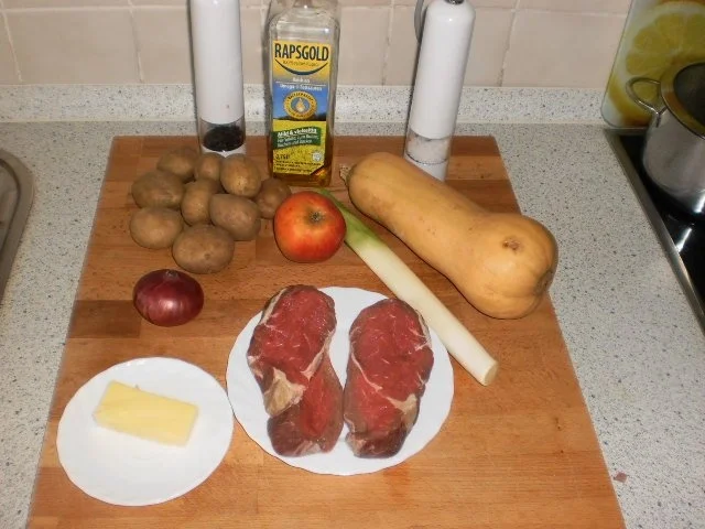 Kürbisgemüse zu Käse-Hüftsteaks - Rezept - Bild Nr. 2