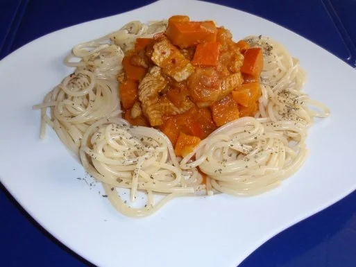 Putenstreifen mit Kürbisgemüse und Spaghetti - Rezept - Bild Nr. 8