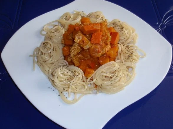Putenstreifen mit Kürbisgemüse und Spaghetti - Rezept - Bild Nr. 9