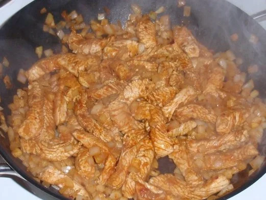 Putenstreifen mit Kürbisgemüse und Spaghetti - Rezept - Bild Nr. 3