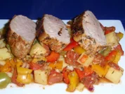 Rezept: Filet mit bunten Gemรผse aus dem Ofen Filet mit bunten Gemรผse aus dem Ofen - Rezept