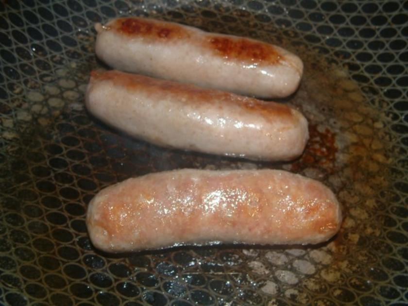 Grobe Bratwurst in Senf Sahne_Käse Sauce - einfach - 82 kcal/100g