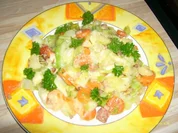 Spitzkohlpfanne mit Käse und Speck - Rezept