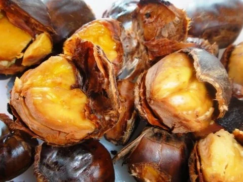 Rezept: Kastanien-Kuchen auf Himbeer-Spiegel und Créme-Frâiche Bild Nr. 4 Kastanien-Kuchen auf Himbeer-Spiegel und Créme-Frâiche - Rezept - Bild Nr. 4