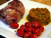 Hähnchenbrust, gefüllt mit Ziegenkäse und frischen Feigen, dazu Kürbispüree - Rezept