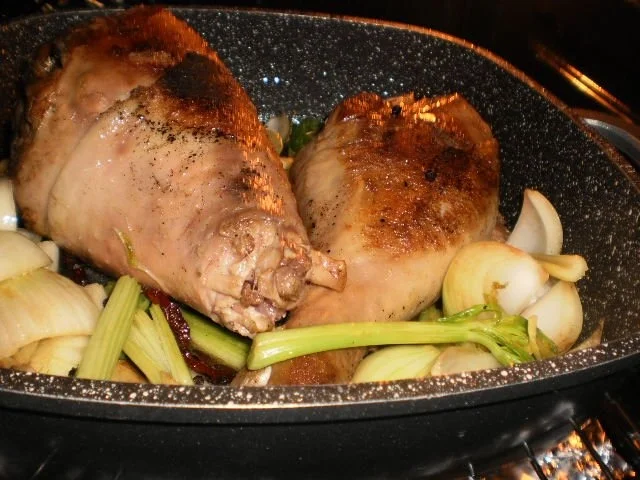 Putenkeulen scharf - Rosenkohl - Salzkartoffeln - Rezept - Bild Nr. 8