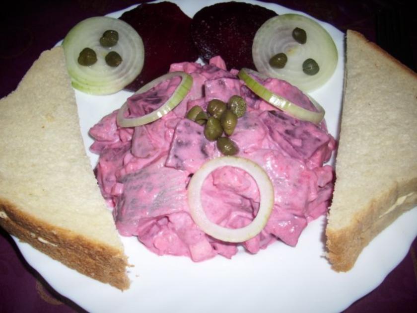 Roter Heringssalat mit Rote Beete und Kapern - einfach - 81 kcal/100g