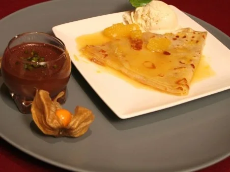 Schoko-Panna Cotta und Crêpe Suzette - Rezept
