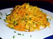 Hähnchenbruststreifen mit Spaghetti und Dattel-Rahmsoße - Rezept