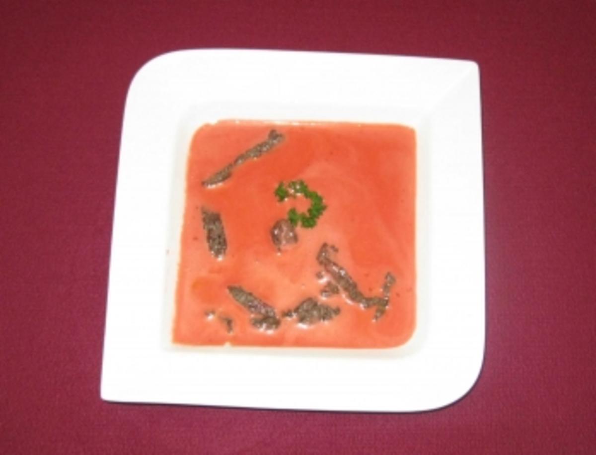 Rote-Bete-Schaumsuppe mit Filetspitzen vom Angusrin - Rezept