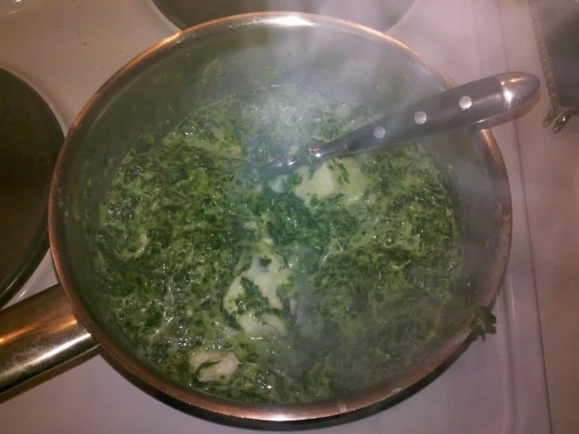 Eier: Mexik. Spiegeleier mit Gorgonzola-Spinat und Salzkartoffeln - Rezept - Bild Nr. 2